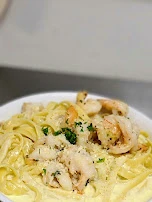 Fetuchini Alfredo Shrimp Scampi